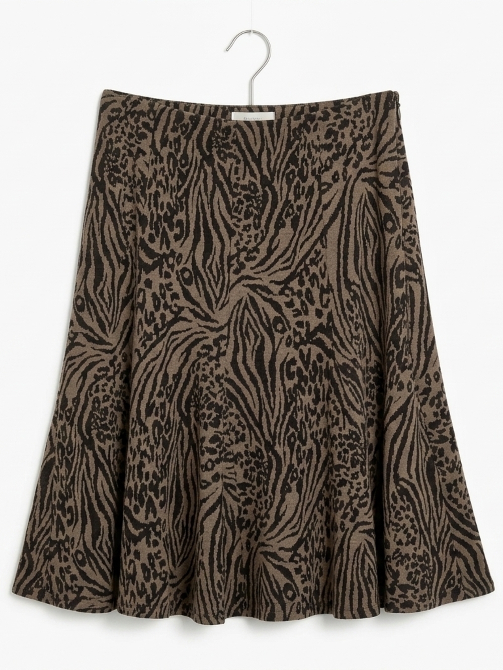 Susan Bristol Brown & Black Animal-Print A-Line Skirt Women's 12 #259